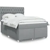 vidaXL Lit boxspring avec matelas gris clair 140x190 cm Tissu