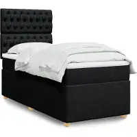 vidaXL Lit boxspring avec matelas noir 90x190 cm Tissu