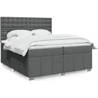 vidaXL Lit boxspring avec matelas gris foncé 200x200 cm Tissu