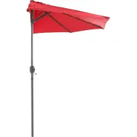 AC-DÉCO Demi-parasol ouverture manivelle - Rouge - L 270 x P 135 x H 230 cm