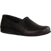 Rohde 6402-90 Pantoufles pour hommes, noir, cuir, NOUVEAU, doublure à froid - maison - chaussons pour hommes, noir, cuir (softnappa)