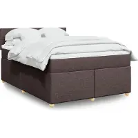 vidaXL Lit boxspring avec matelas Marron foncé 140x200 cm Tissu