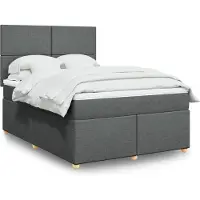 vidaXL Lit boxspring avec matelas gris foncé 140x200 cm Tissu