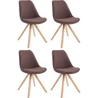CLP Lot De 4 Chaises De Salle À Manger Toulouse Tissu Pieds Carrés Bois Marron/nature