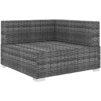 vidaXL Canapé d'angle modulaire 1 pièce + coussins Poly rotin gris