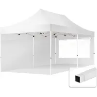TOOLPORT 3x6 m Tonnelle pliante Acier, PES 700, côtés panoramiques, blanc