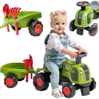 Falk Tracteur Claas 470 Arion, couleur verte, avec remorque + kit pour le sable