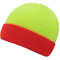 Korntex Femmes, Bonnet, Bonnet tricoté Metz Couleur principale Jaune Revers orange KXST, Multicolore