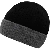 Korntex Femmes, Bonnet, Bonnet tricoté Metz Couleur principale Noir Revers gris KXST, Gris