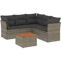 vidaXL Ensemble de salon de jardin 6 pièces avec coussins Gris Poly rotin