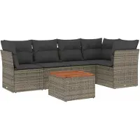 vidaXL Ensemble de salon de jardin 6 pièces avec coussins Gris Poly rotin