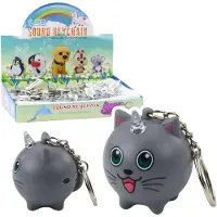 Lean Toys Sac à dos Porte-clés Chaton Licorne Corne LED Sons Gris