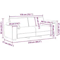 vidaXL Ensemble de Canapés 2 pcs Noir 219 x 77 x 82 cm tissu