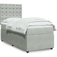 vidaXL Lit boxspring avec matelas gris clair 100x200 cm velours