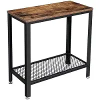 OEM Table d'appoint rectangulaire - avec cadre en métal résistant à la rouille - structure en fer - style vintage - couleur marron foncé