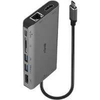 Lindy 43323 station d'accueil Avec fil USB 3.2 Gen 1 (3.1 Gen 1) Type-C Noir, Gris