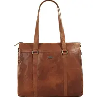 Spikes & Sparrow Cuir sac à épaule bandoulière sac à épaule pour ordinateur portable Bronco Shoulderbag Brandy brun