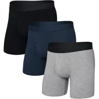 Saxx - Pack de 3 boxers confortables - Droptemp Cooling Cotton BB Fly 3pk Dark Grey/Dark Ink/Black en Coton - Taille L