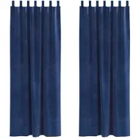 vidaXL Rideaux avec des rideaux 2 pcs Bleu foncé 140 x 140 cm Velours