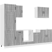 vidaXL Ensemble d'armoires de cuisine 7 pièces Kalmar Gris Sonoma Matériau dérivé du bois
