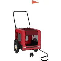 vidaXL Remorque pour vélo Chiens Rouge et Noir Tissu Oxford & Fer