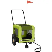 vidaXL Remorque pour vélo Chiens Vert et Noir Tissu Oxford & Fer