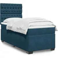 vidaXL Lit boxspring avec matelas bleu 100x200 cm velours