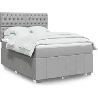 vidaXL Lit boxspring avec matelas gris clair 160x200 cm Tissu