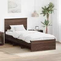 vidaXL Cadre de lit brun imitation chêne 80 x 200 cm Matériau dérivé du bois
