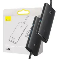 Baseus Hub externe Lite, ports USB : 4 x USB 3.0, connexion via USB 3.0, longueur 2 m, noir, « WKQX030201 » - 6932172606220