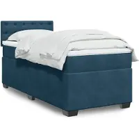 vidaXL Lit boxspring avec matelas bleu foncé 90x190 cm velours