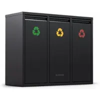 Klarstein Ordnungshüter 3 Poubelle - Tri sélectif 45 L avec 3 bacs de 15 L, acier inoxydable, poubelle de cuisine, poubelle murale