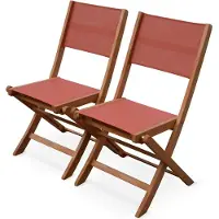 Sweeek Chaises De Jardin En Bois Et Textilène - Almeria Terracotta - 2 Chaises Pliantes En Bois