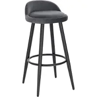 OEM Tabouret de bar Velvet Bricius - Tabourets de bar ergonomiques - Lot de 1 - Gris foncé - Avec petit dossier - Pour cuisine et bar - Hauteur d'assise 69 cm