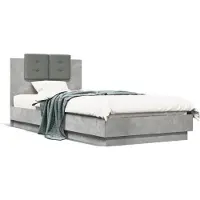 vidaXL Sommier avec tête de lit gris béton 100x200 cm Bois composite