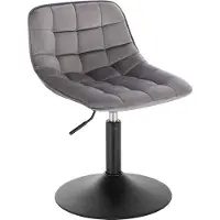 OEM Tabouret de bar réglable, gris foncé, avec dossier et revêtement en velours