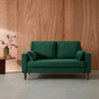 Sweeek Canapé En Velours Vert Anglais Bjorn Canapé 2 Places Fixe Droit Pieds Bois D'hévéa Effet Bois