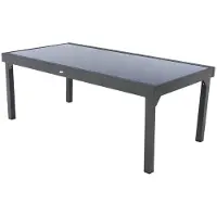 Hespéride Table Extensible Rectangulaire En Verre Piazza 8/12 Places Gris Anthracite -