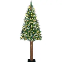 vidaXL Sapin de Noël mince avec 300 LED Vert et blanc 180 cm