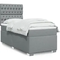 vidaXL Lit boxspring avec matelas gris clair 100x200 cm Tissu