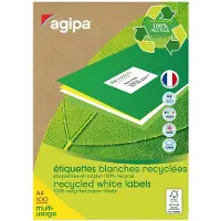 Agipa Étiquettes recyclées multi-usages, 70 x 37 mm, blanches
