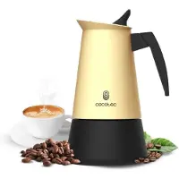 Cecotec Cafetière italienne Piccolina 900, couleur beige. Capacité de 450 ml, pour 10 tasses de café, en acier inoxydable, compatible avec toutes les sources de chaleur, filtre de qualité supérieure