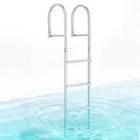 Vevor Échelle de Ponton 4 Marches Amovible, Échelle de Baignade en Alliage d'Aluminium pour Lac, Bateau, Piscine et Quai, Capacité de Charge 227 kg, avec Mains Courantes, Marches Antidérapantes en PP