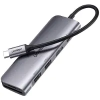 UGREEN Adaptateur Cm195 6W1 Usb-C - Hdmi / 2X Usb-A 3.0 / Usb-C Pd / lecteur Sd / Tf - Gris