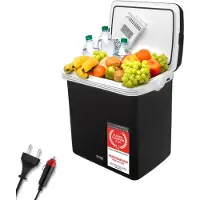 TZS First Austria Glacière électrique avec poignée de transport | 32 litres | Pour la voiture, le camping, les vacances | Noir *Produit de deuxième choix*