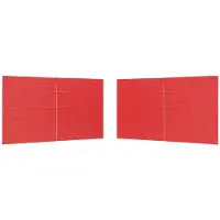 vidaXL Tente de fête, parois latérales, 2 pièces, 400 x 195 cm, rouge, en polyéthylène et acier