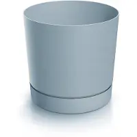 Prosperplast Pot de fleurs avec soucoupe, plastique blanc, 13 cm, Tubo