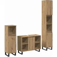 vidaXL Ensemble de meubles de salle de bain , 3 pièces, marron, 30 x 30 x 180 cm, fabriqué en bois composite