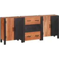 vidaXL , meuble de rangement, 3 pièces, marron, 55 x 30 x 75 cm, en bois d'acacia massif