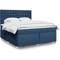 vidaXL Lit boxspring avec matelas bleu 180x200 cm Tissu